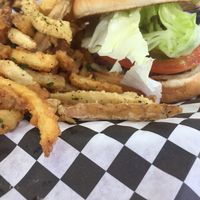 Chik Burger and fries  at PJ's Grill in Carson