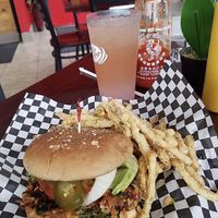 Veggie fire burger (vegan) at PJ's Grill in Carson