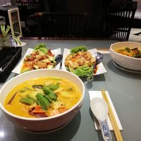 Curry noodle soups, jackfruit and black pepper tofu at Mori Tea House and Residence in Malacca