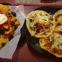 Veggie taco's and nacho's at Cantina de Koh Tao in Koh Tao