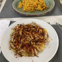 Top - paella, bottom - shiitake mushrooms at Natu in Santander