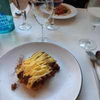 Lasagna and meatballs mains (menu del dia) at Natu in Santander