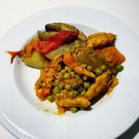 2nd course: curried vegetables with vegan chicken  at Natu in Santander