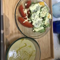 zucchini soup and salad   at Natu in Santander