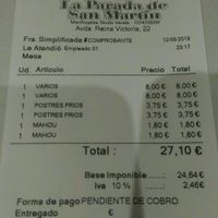 bill for 2 people at Natu in Santander