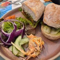 One of the best vegan sandwiches ever at Ransoms Tearooms and Restaurant in Jersey