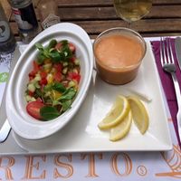 Entrée "Gaspacho andalous et sa minestrone de légumes", juste magnifique  at Resto V in La Garenne-colombes