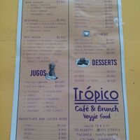 Menu  at Cafe Tropico in Taganga