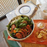 Grande salad with vegan mayo at In Pasta in Lucca