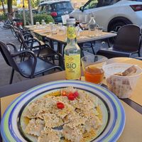 Chickpea and curry ravioli in garlic, oil, and chilli (Ravioli di ceci e curry in aglio, olio, e peperavcino) at In Pasta in Lucca