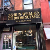 Outside of store at Dun-Well Doughnuts in New York City