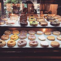 Doughnut selection  at Dun-Well Doughnuts in New York City
