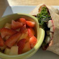 Veggie wrap and fresh fruit at Pulp Lifestyle Kitchen in Salt Lake City