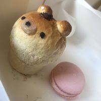 Strawberry Macaron and Cream Bear at Blanche Bakery in Cardiff