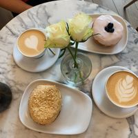 Lovely coffee and doughnuts!  at Blanche Bakery in Cardiff