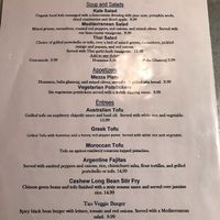 Vegan menu 2/2 at Gypsy Cafe in Lincoln
