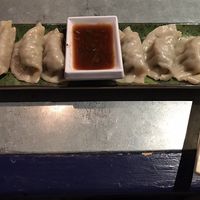 Vegetable dumplings with chili sauce. Very good! at Gypsy Cafe in Lincoln