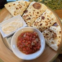 Vegan quesadilla with vegan sour cream and pico  at Gypsy Cafe in Lincoln