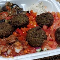 Falafel platter to go at Sunrise Pita and Grill in Sunrise