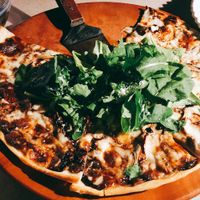 Rucola (rocket, arugula) mushroom pizza at Slunch Factory - 슬런치 팩토리 in Seoul