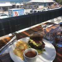 Burger with fries at The Courtyard Cafe in Kalk Bay