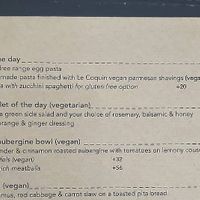 Menu at The Courtyard Cafe in Kalk Bay