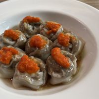 Vegan dumplings with chili sauce   at Real Food 真食 - South Beach in Central Singapore