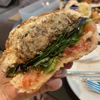 Walnut quinoa lentil croquette burger!  at Real Food 真食 - South Beach in Central Singapore