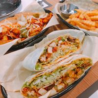 BBQ poboi (바베큐포보이), Crunch wrap (크런치랩), Side french fries (사이드감자튀김) at Lagniappe in Seongnam