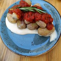 Patatas bravas. The upper ones are vegan at La Cava in Ibiza