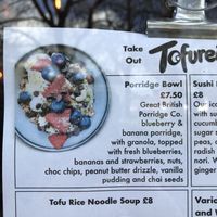 How the porridge bowl is described. Please note it is not porridge that’s served    at Tofurei in Norwich