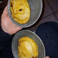 Pasties! Served hot. One was tikka, the other tofu. at Tofurei in Norwich