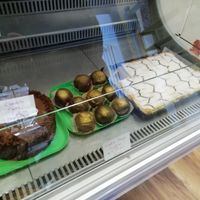 Chocolate cake, vanilla slice, cookie dough truffle at Missy's Vegan Cupcakes in Edinburgh