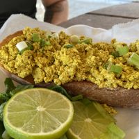 Tofu scramble- had a curry flavor which was kind of weird  at Eduardo's Beach Shack in Palm Beach