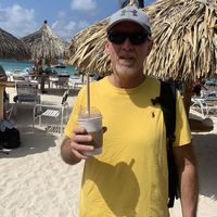 Enjoying a smoothie at the end of our beach day  at Eduardo's Beach Shack in Palm Beach