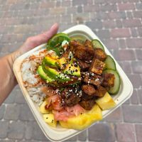 Tofu poke bowl at Eduardo's Beach Shack in Palm Beach