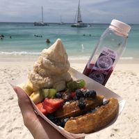 Vegan waffle with wipped coco cream  at Eduardo's Beach Shack in Palm Beach