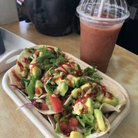 Vegan tacos with extra hot sauce:) at Eduardo's Beach Shack in Palm Beach