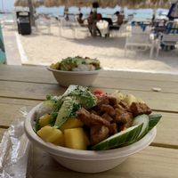 Spiced pineapple and tofu poke bowl at Eduardo's Beach Shack in Palm Beach