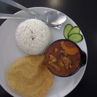 Vegetarian Curry Mutton Rice -  RM7.90
(+RM2 for a drink on weekdays)
Curry is tasty, not a fan of the mock meat. Would prefer if there were some green veggies too. Overall it's ok. at Yisu Steamboat House in Penang