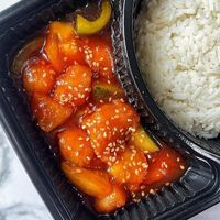 Sweet & sour pork with rice #Veganuary at SHU Vegetarian 蔬方斋 - Jln Kayu in Northeast Singapore