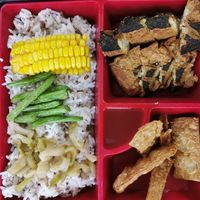 Sweet sour fish bento at Green Lane Vegetarian Food in North Singapore