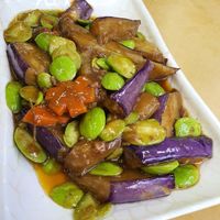 Eggplant Petai at Green Lane Vegetarian Food in North Singapore