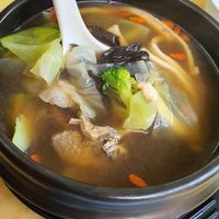 Mushroom clear soup at Green Lane Vegetarian Food in North Singapore