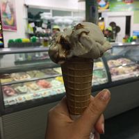 Vegan cone with figs and walnuts rice milk ice-cream  at Gelateria Malu in Jesolo