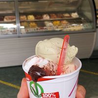 The dropping coconut chocolat is my favorite at Gelateria Malu in Jesolo