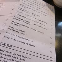 part of menu at De Plaats in Bruges