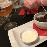 Falafel starter with vegan dip at De Plaats in Bruges