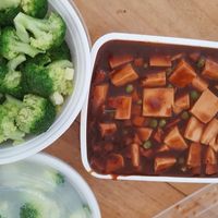 Mo po tofu & steamed broccoli  at China Wok in New Port Richey