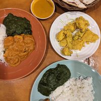 Veg tempura, soy pieces masala & aloof saag at Govinda's Restaurant in Krabi